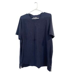 FOURLAPS‎ Mens Navy Blue Heathered T Shirt Size L Athletic Casual Short Sleeve